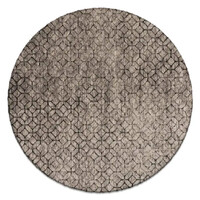 Floorpassion Noma 23 - Rond geometrisch vloerkleed in steengrijs met zwarte lijnen