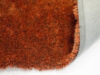 Ross 63 - Uniek hoogpolig ovaal vloerkleed in Oranje/Bruine  kleursamenstelling
