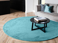 Frisco 32 - Rond effen vloerkleed in turquoise