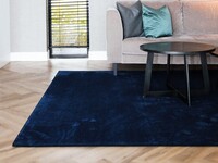 Frisco 35 - Zacht effen vloerkleed in dark blue