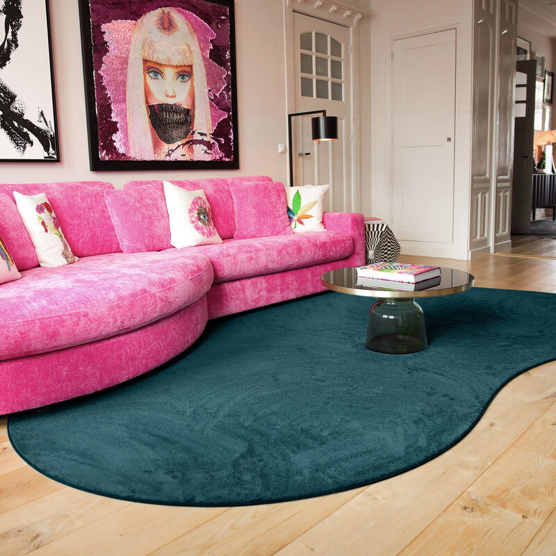 Vloerkleed in Organische Vorm in de kleur Petrol - Lunar 33