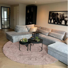 Fred van Leer Hampton Mauve Grey 13 - Rond hoogpolig vloerkleed