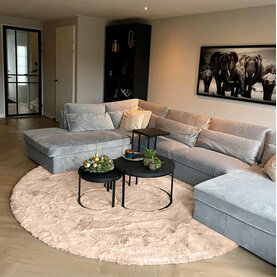 Fred van Leer Hampton Soft Cream 12 - Rond hoogpolig vloerkleed