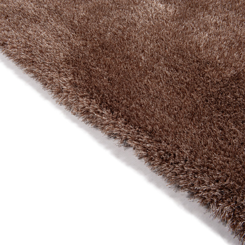 Ross 15 - Rond hoogpolig vloerkleed in bruine kleurensamenstelling