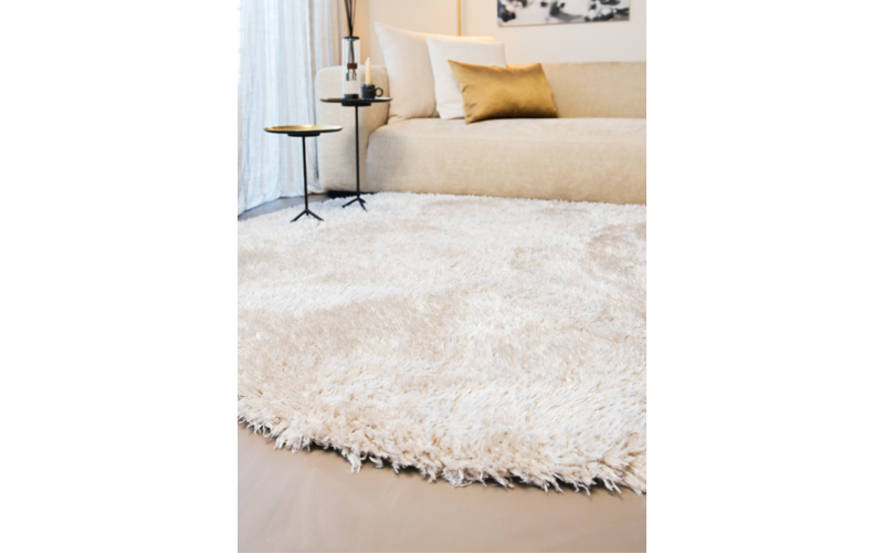 Lima 12 - Hoogpolig Rond Vloerkleed in Beige