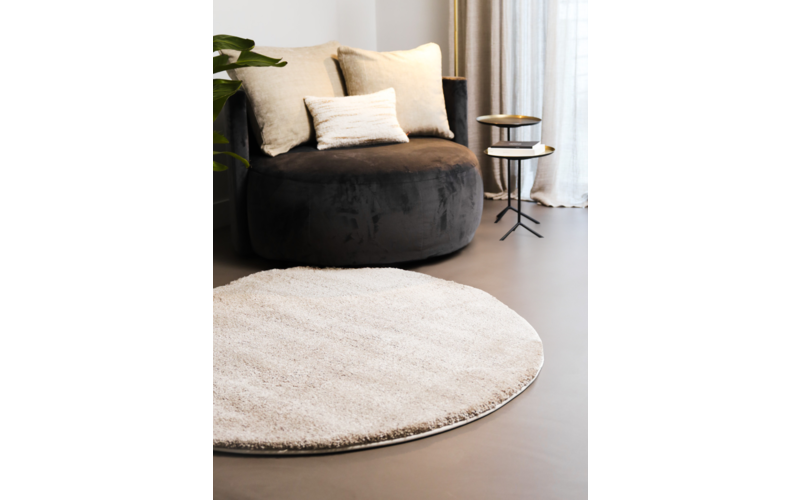 Amerie 14 - Rond Hoogpolig vloerkleed in Beige