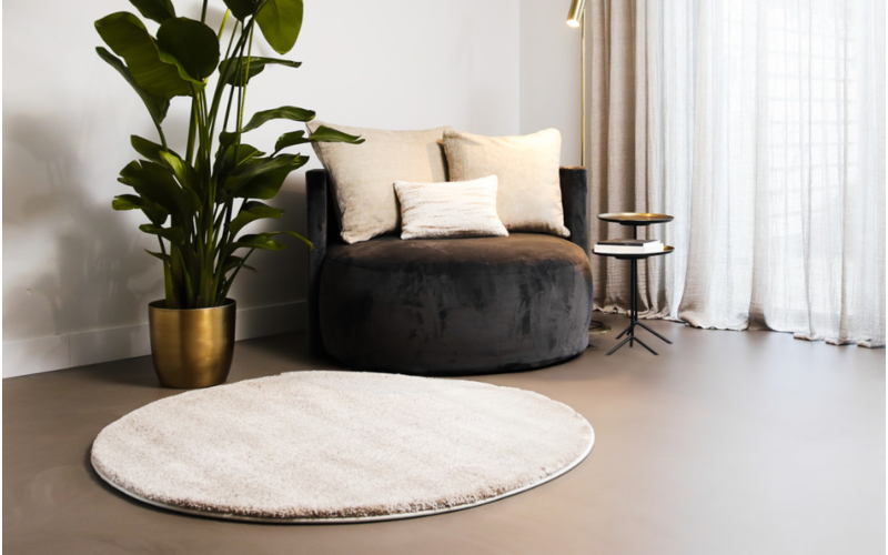 Amerie 14 - Rond Hoogpolig vloerkleed in Beige