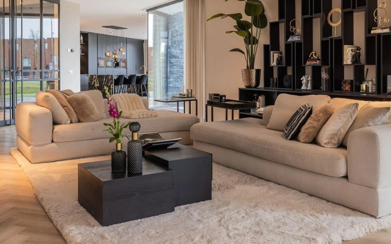 vloerkleed Hampton in de woonkamer