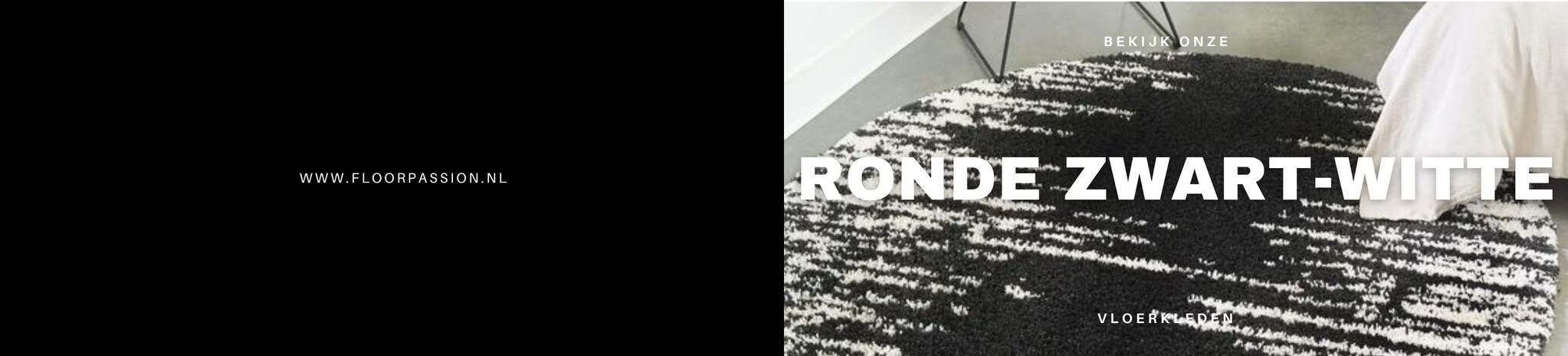 Rond vloerkleed zwart wit