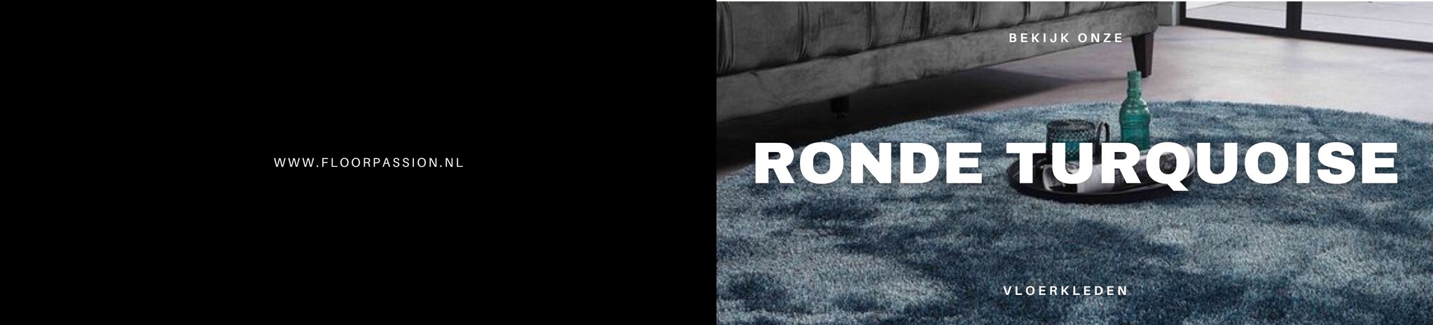 Rond turquoise vloerkleed