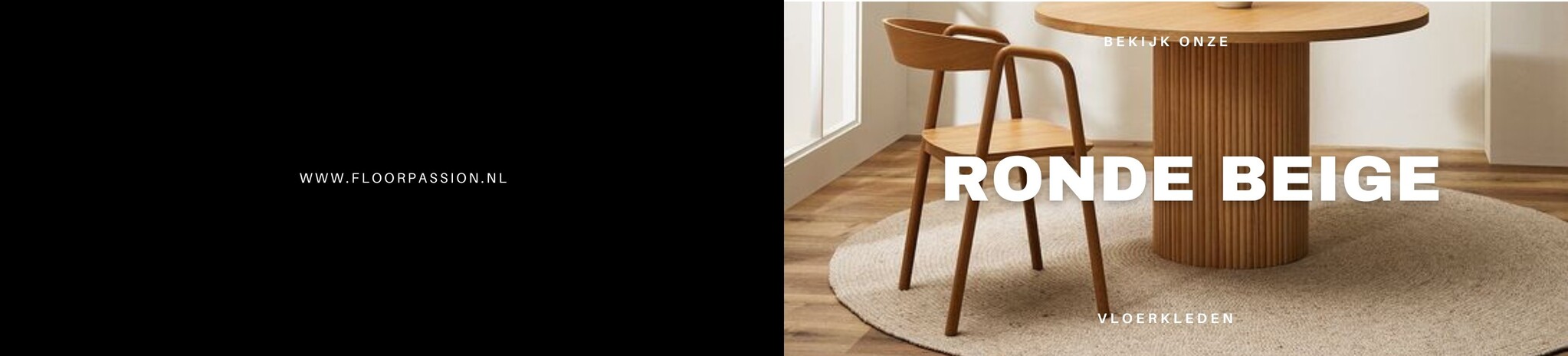 Rond beige vloerkleed
