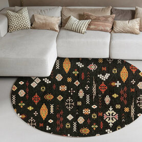 Fred van Leer Bolivian Etis Black 25 - Rond Vloerkleed Floorpassion X Fred