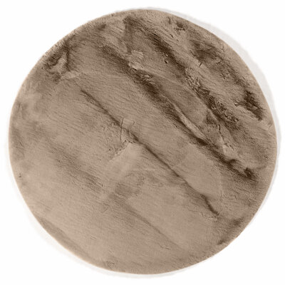 Fred van Leer Hampton Mocca 14 - Rond hoogpolig vloerkleed