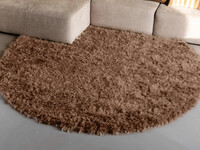 Dime 15- Rond Hoogpolig velours vloerkleed in Karamel