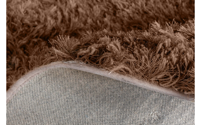 Dime 15- Rond Hoogpolig velours vloerkleed in Karamel