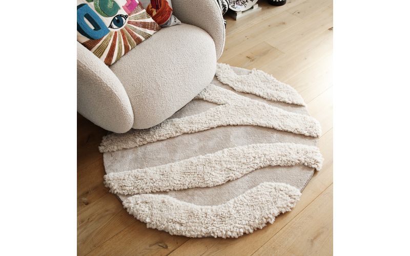 Brera 12 - Rond carved vloerkleed met patroon in crème
