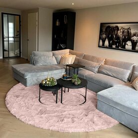 Fred van Leer Hampton Soft Pink 42  - Rond hoogpolig vloerkleed