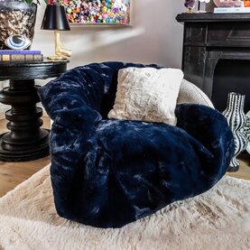Fred van Leer Faux Fur Plaid - Dark Blue 35