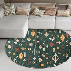 Fred van Leer Rond vloerkleed - Bolivian Etis Smaragd Green 55