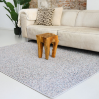 Floorpassion Natural Life 95 - Grijze basic met Multi color - Vloerkleed wollen look met noppenstructuur