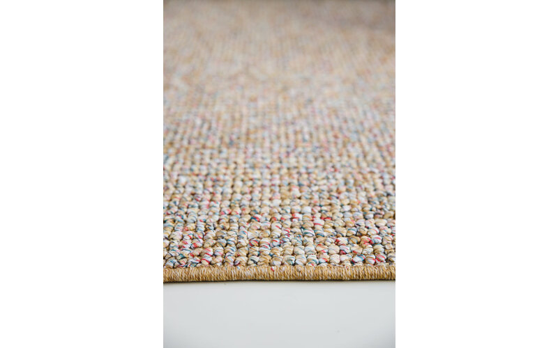 Natural Life 65 - Okergele basiskleur met Multi color - Vloerkleed wollen look met noppenstructuur