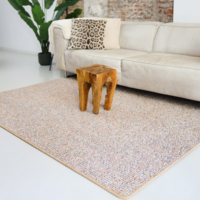 Floorpassion Natural Life 65 - Okergele basiskleur met Multi color - Vloerkleed wollen look met noppenstructuur