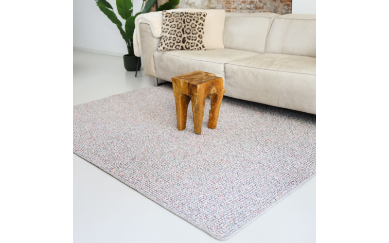 Natural Life 93 - Beige basic met Multi color - Vloerkleed wollen look met noppenstructuur