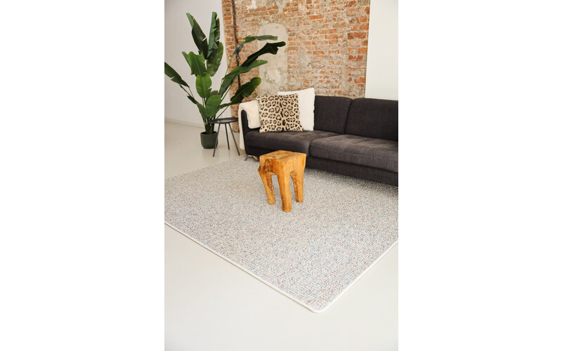 Natural Life 99 - Witte basic met Multi color - Vloerkleed wollen look met noppenstructuur