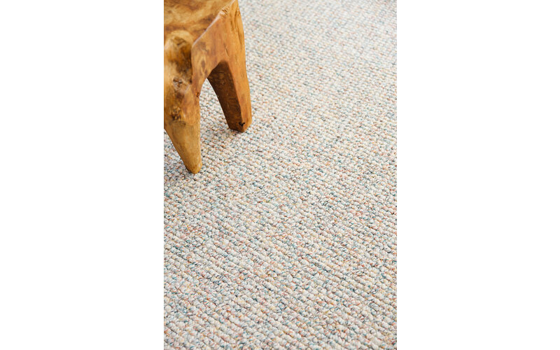 Natural Life 99 - Witte basic met Multi color - Vloerkleed wollen look met noppenstructuur