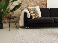 Natural Life 99 - Witte basic met Multi color - Vloerkleed wollen look met noppenstructuur