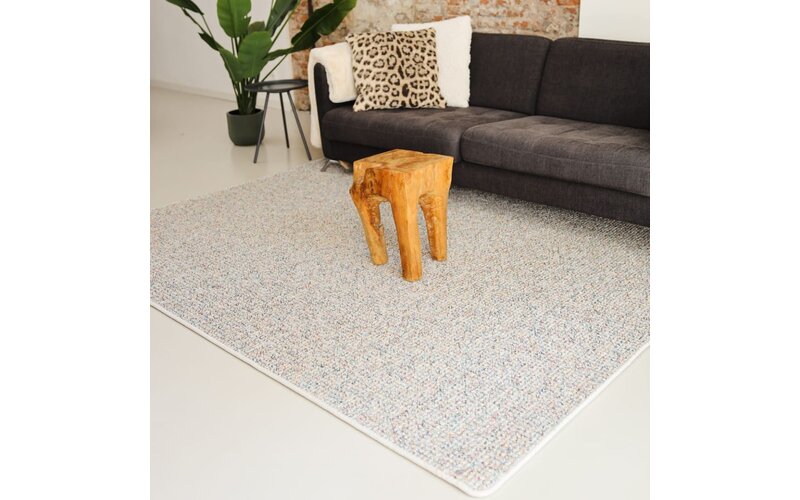 Natural Life 99 - Witte basic met Multi color - Vloerkleed wollen look met noppenstructuur