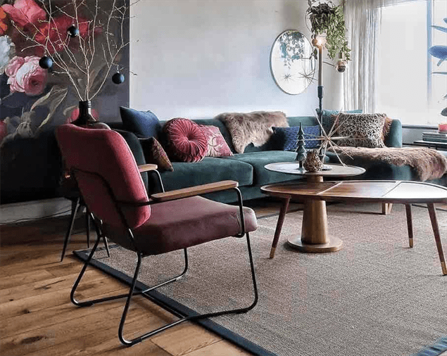 kleed in de woonkamer van jute