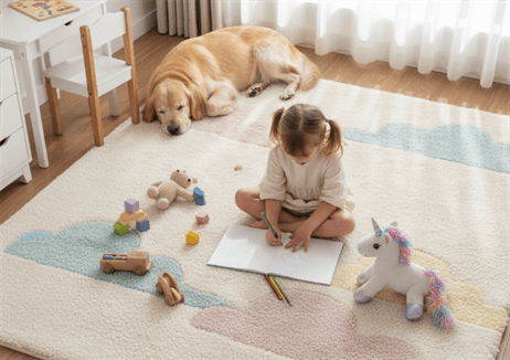 Welk vloerkleed is geschikt voor kleine kinderen?