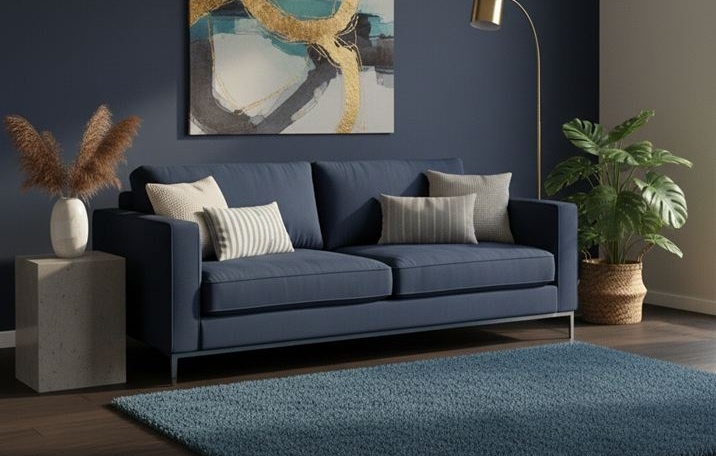 Beste kleur vloerkleed bij blauwe bank