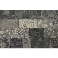 Floorpassion Chatel 24 - Patchwork vloerkleed met prachtig bloemenpatroon in het zwart