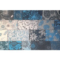 Floorpassion Chatel 34 - Patchwork vloerkleed met prachtig bloemendessin in het blauw