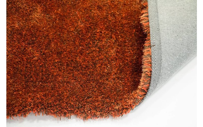 Ross 63 - Uniek hoogpolig vloerkleed in Oranje/Bruine  kleursamenstelling
