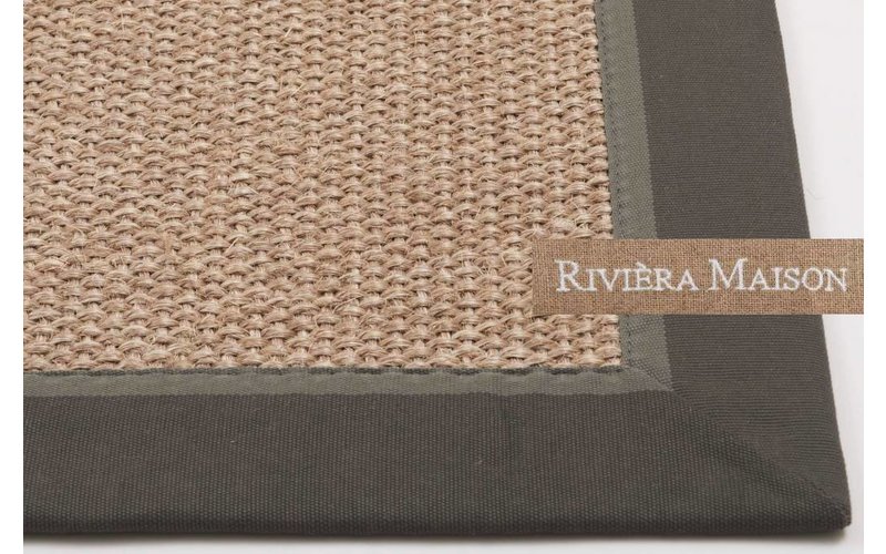 EdgarTown Grey RM23 - Naturel/Grijs sisal vloerkleed met donkergrijze band van Rivièra Maison