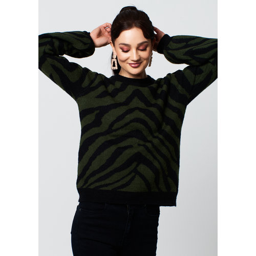 Rut&Circle Rut&Circle Zelda knit 20-03-50 army green zebra Rut&Circle Rut&Circle Zelda knit 20-03-50 army green zebra