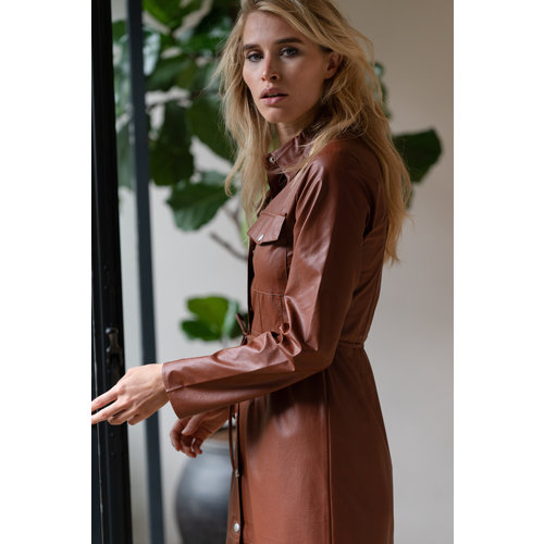 Geisha Geisha Leather look dress PU 000760 tabacco Geisha Geisha Leather look dress PU 000760 tabacco