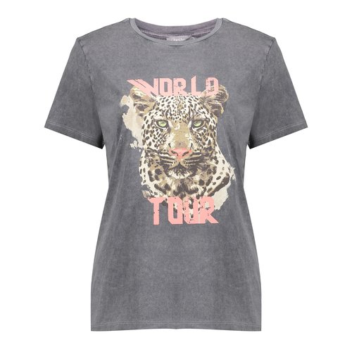 Geisha Geisha t-shirt acid dyed tijger head 12109-24 anthracite Geisha Geisha t-shirt acid dyed tijger head 12109-24 anthracite