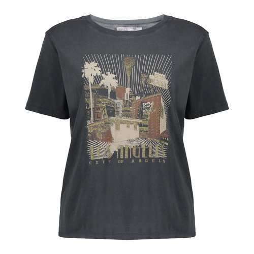 Geisha Geisha T-Shirt Acid wash 12517-30 anthracite/camel Geisha Geisha T-Shirt Acid wash 12517-30 anthracite/camel