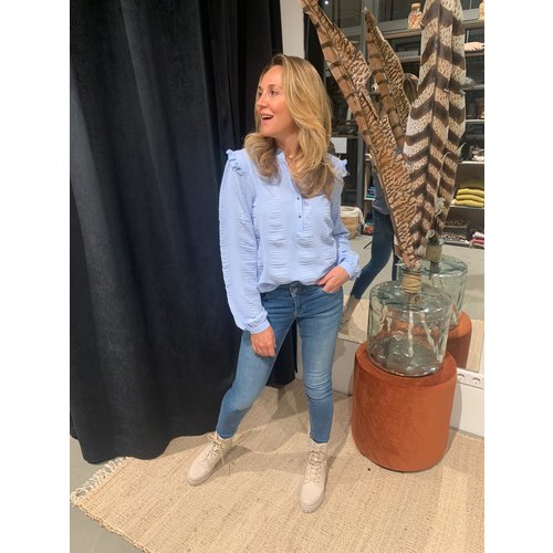 Geisha Geisha Blouse ruffle 13832-14 light blue Geisha Geisha Blouse ruffle 13832-14 light blue