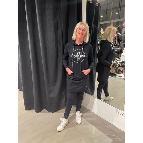 Zoso Zoso Sporty hooded Dress Miriam 216 navy off-white Zoso Zoso Sporty hooded Dress Miriam 216 navy off-white