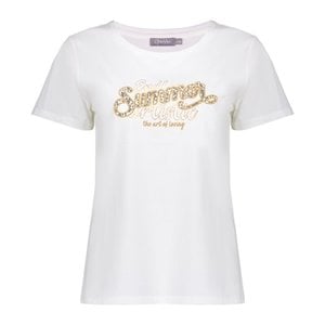 Geisha Geisha T-shirt Summer 22350-25 off-white/camel