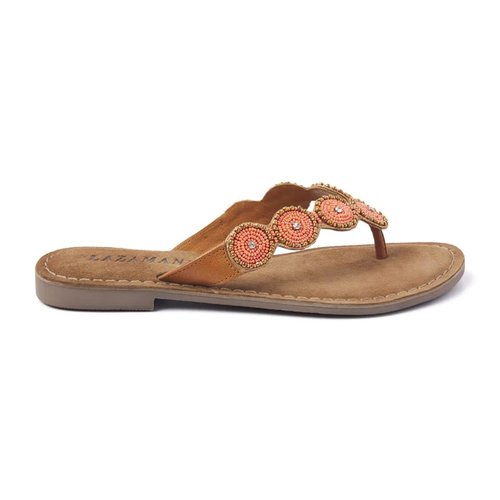 Lazamani ladies toe slippers rounds/beads uni 152 orange Lazamani ladies toe slippers rounds/beads uni 152 orange