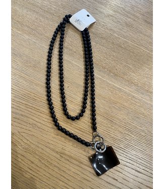 Telefoon ketting black silver