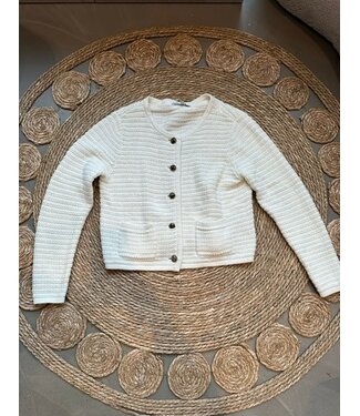 Gail Red Button cardigan off white M