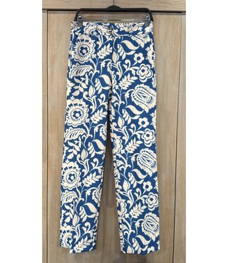 Geisha Pantalon printed 41114-32 blue/offwhite