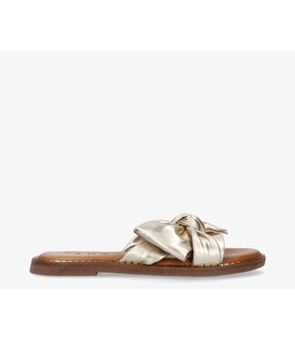 Tango Slipper Audrey 1-g platino gold bow cognac sole